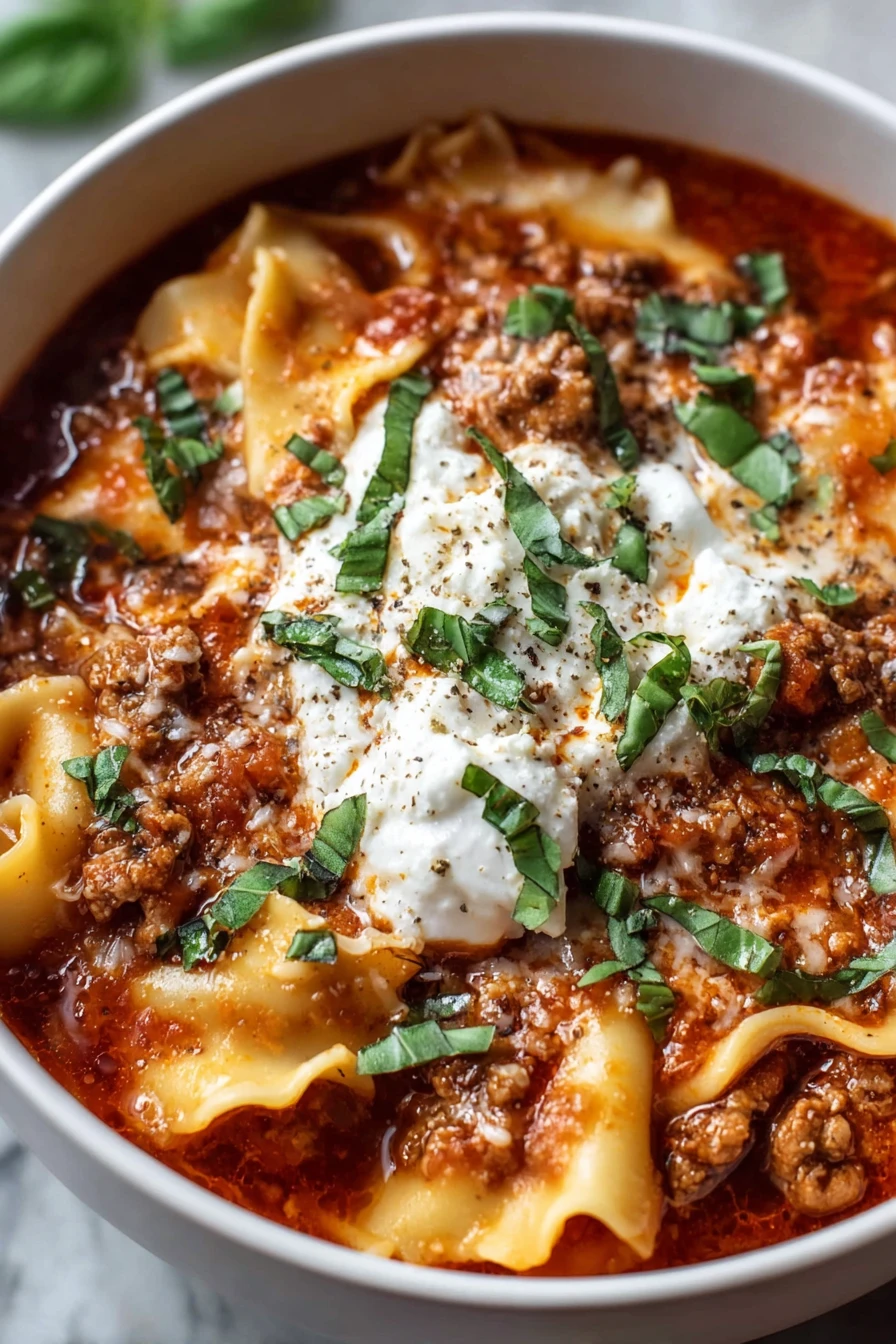 Crockpot Lasagna Soup, hearty, savory, cheesy, Italian, slow cooker, comfort food