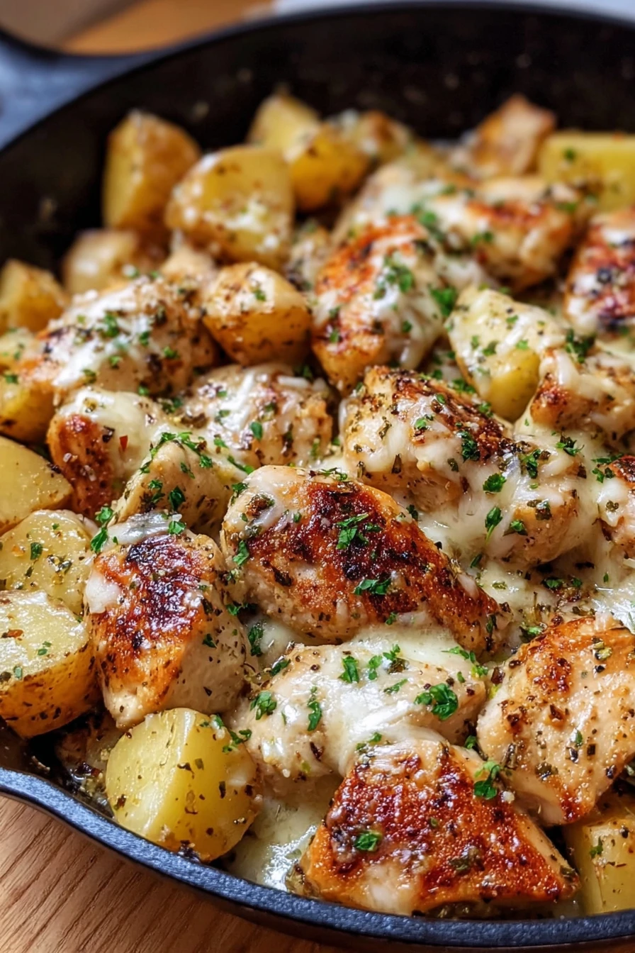 Garlic Parmesan Chicken, Potatoes Skillet, savory, flavorful, delicious, mouthwatering, aromatic