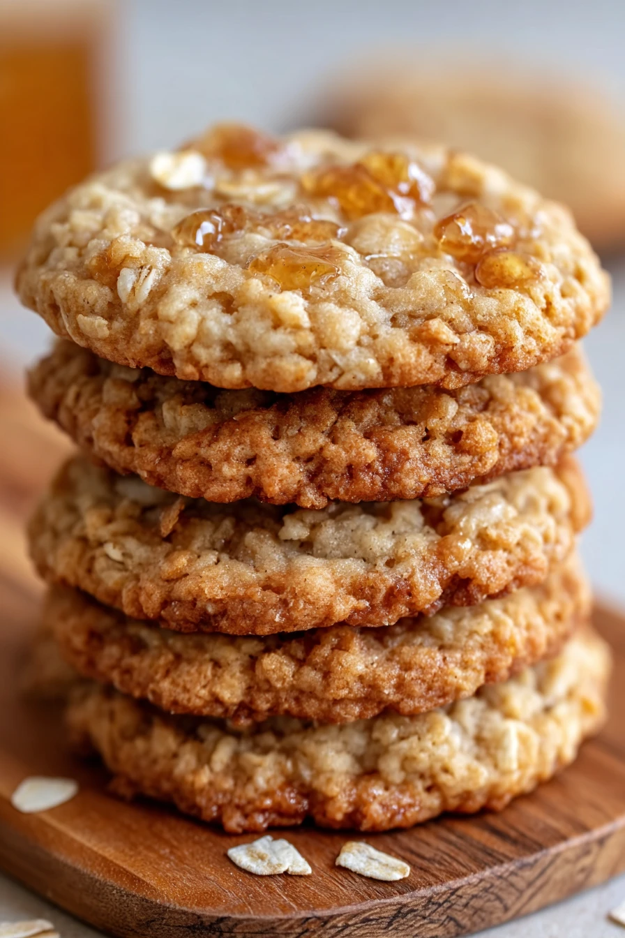 honey oatmeal cookies, delicious, chewy, golden brown, sweet, wholesome oats