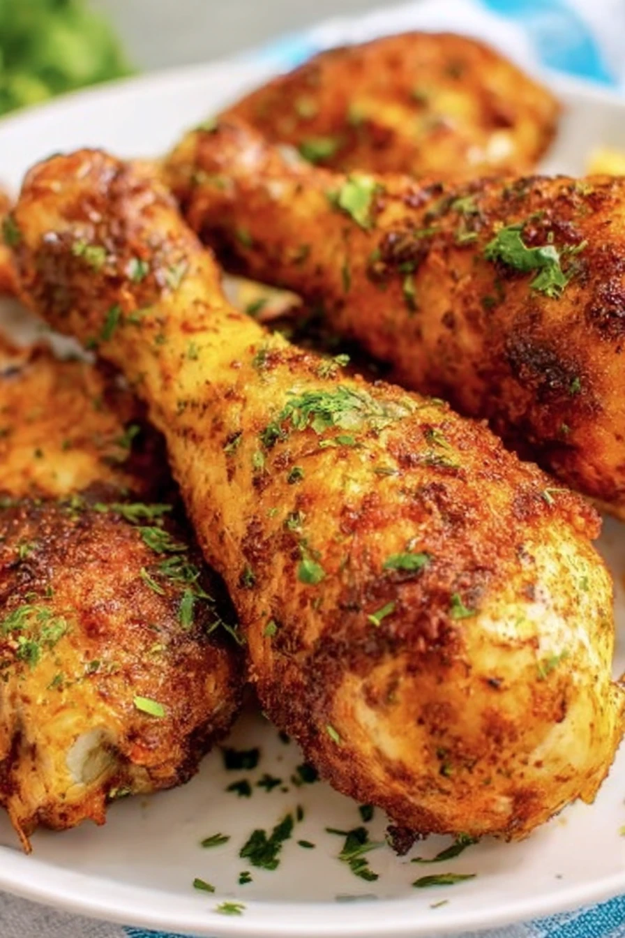 crispy, juicy, flavorful chicken drumsticks, easy air fryer recipe