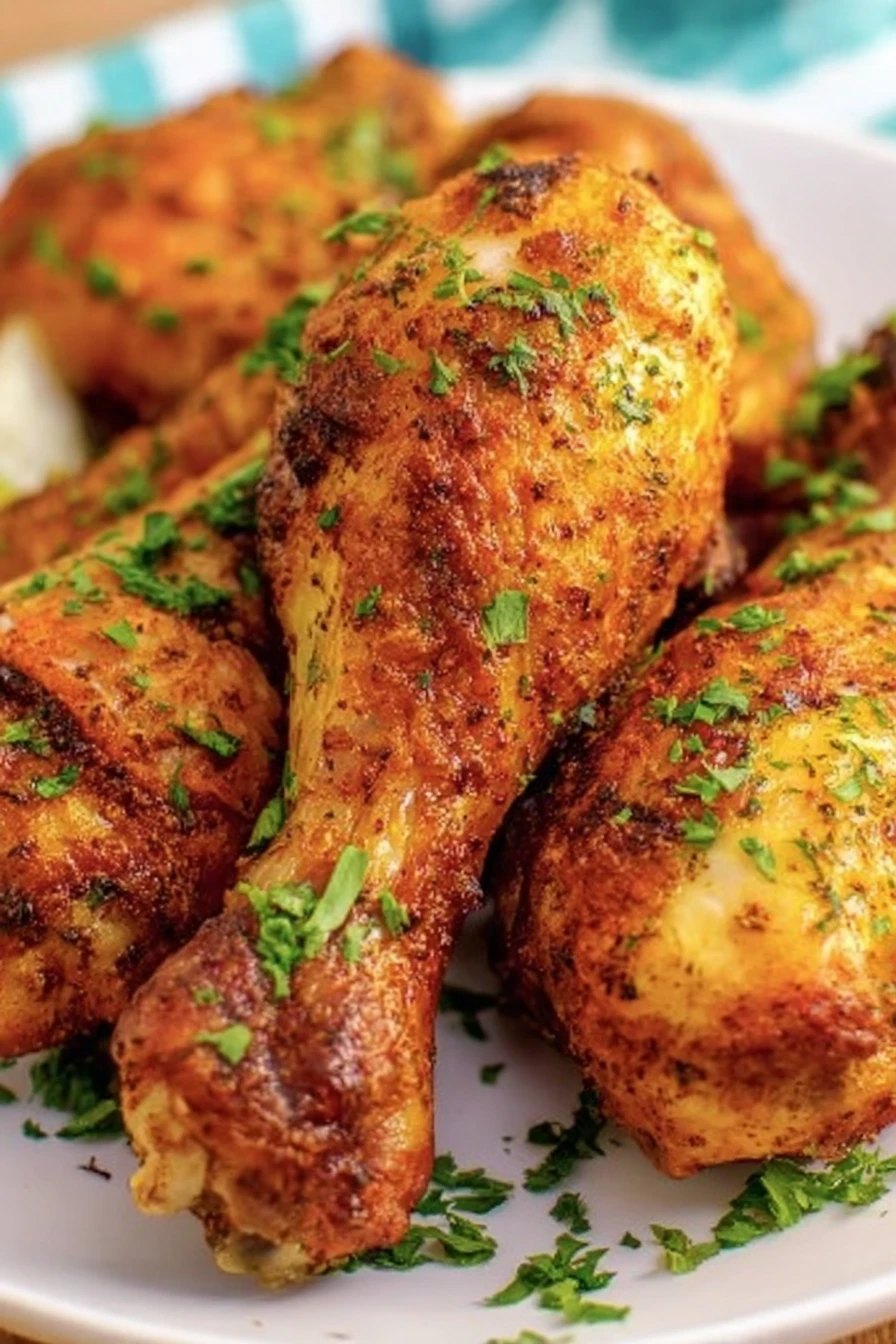crispy, juicy, flavorful chicken drumsticks, easy air fryer recipe