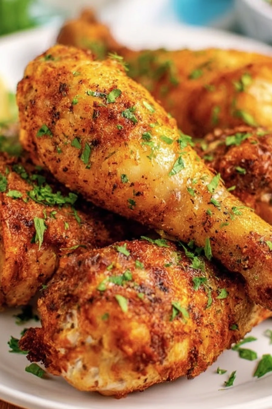 crispy, juicy, flavorful chicken drumsticks, easy air fryer recipe