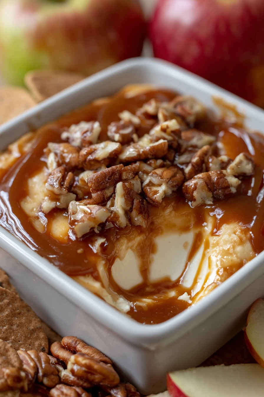 caramel apple cheesecake dip, easy recipe, creamy, decadent, sweet and tangy flavor profile