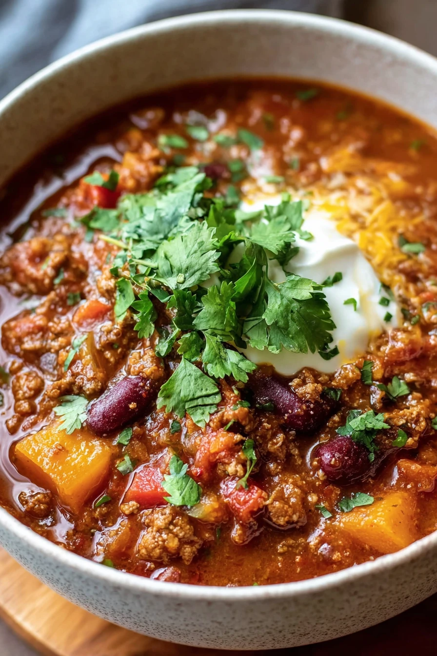 flavorful, pumpkin chili, savory, hearty, autumnal spices, comforting, delicious
