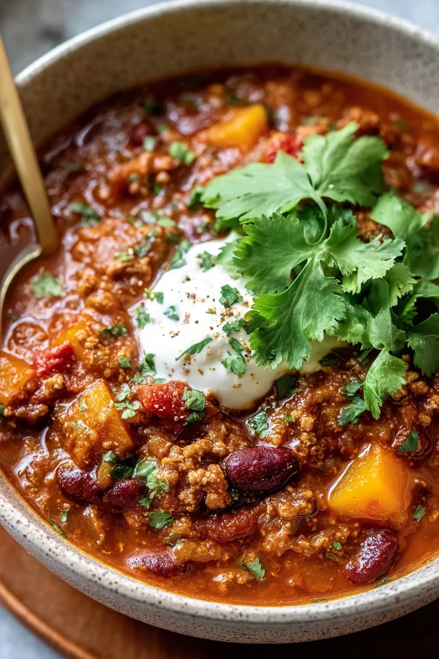 flavorful, pumpkin chili, savory, hearty, autumnal spices, comforting, delicious
