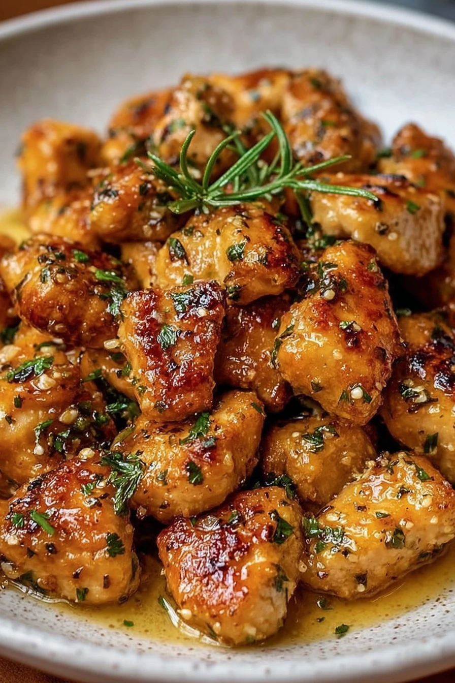 garlic butter chicken bites, savory, juicy, flavorful, crispy coating, delicious bite-sized appetizer