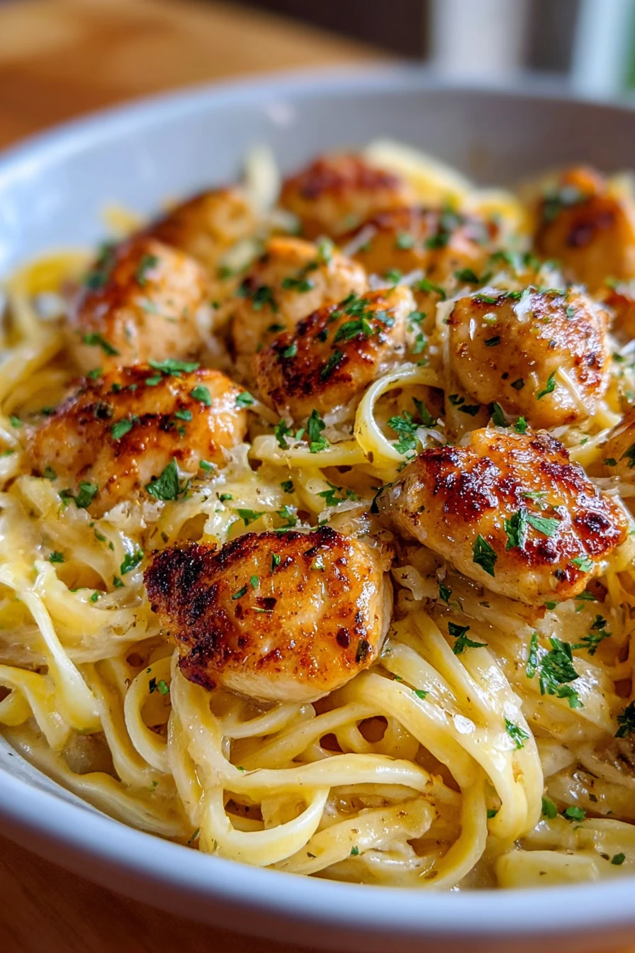 garlic butter chicken pasta, savory, creamy, flavorful, satisfying, delicious, aromatic, comforting