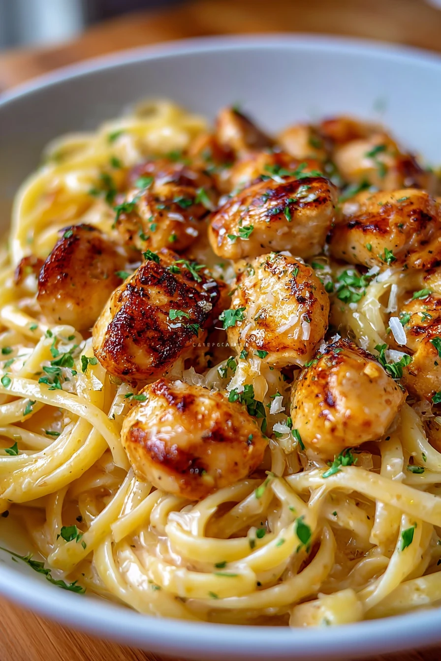 garlic butter chicken pasta, savory, creamy, flavorful, satisfying, delicious, aromatic, comforting