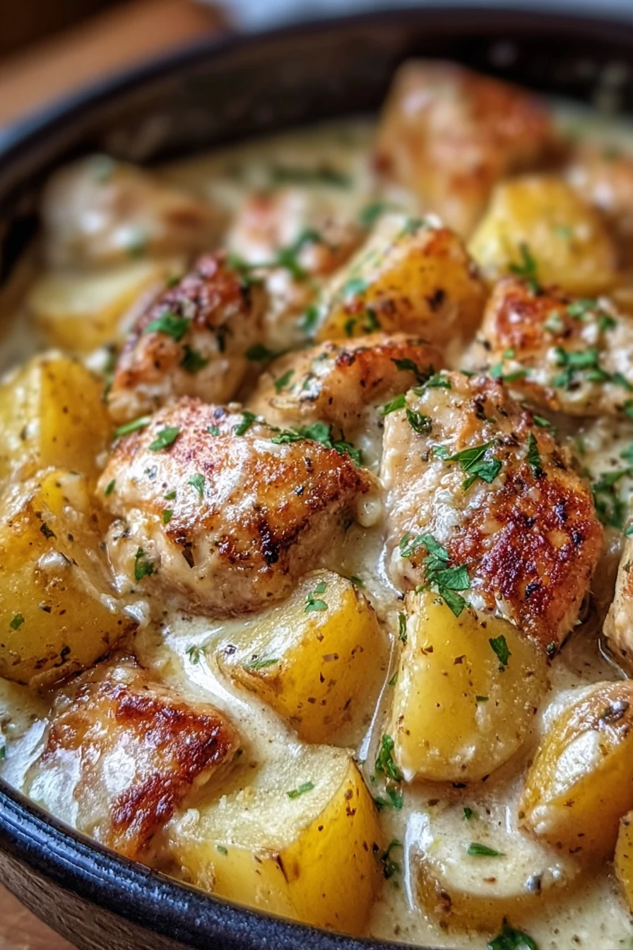 garlic parmesan, crockpot chicken, savory, tender, flavorful, potatoes, delicious