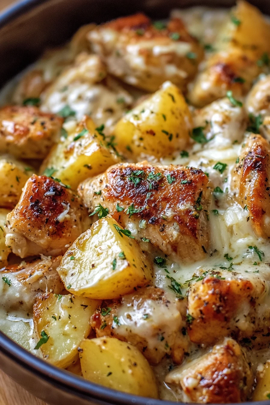 Garlic Parmesan Crockpot Chicken, Potatoes, savory, flavorful, aromatic, delicious