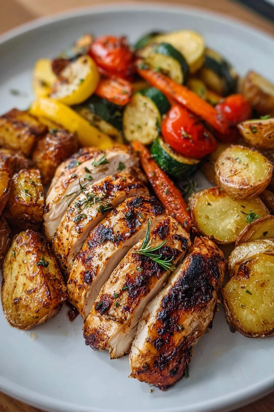 Grilled Chicken with Roasted Veggies & Crispy Potatoes  recipe step-by-step guide
