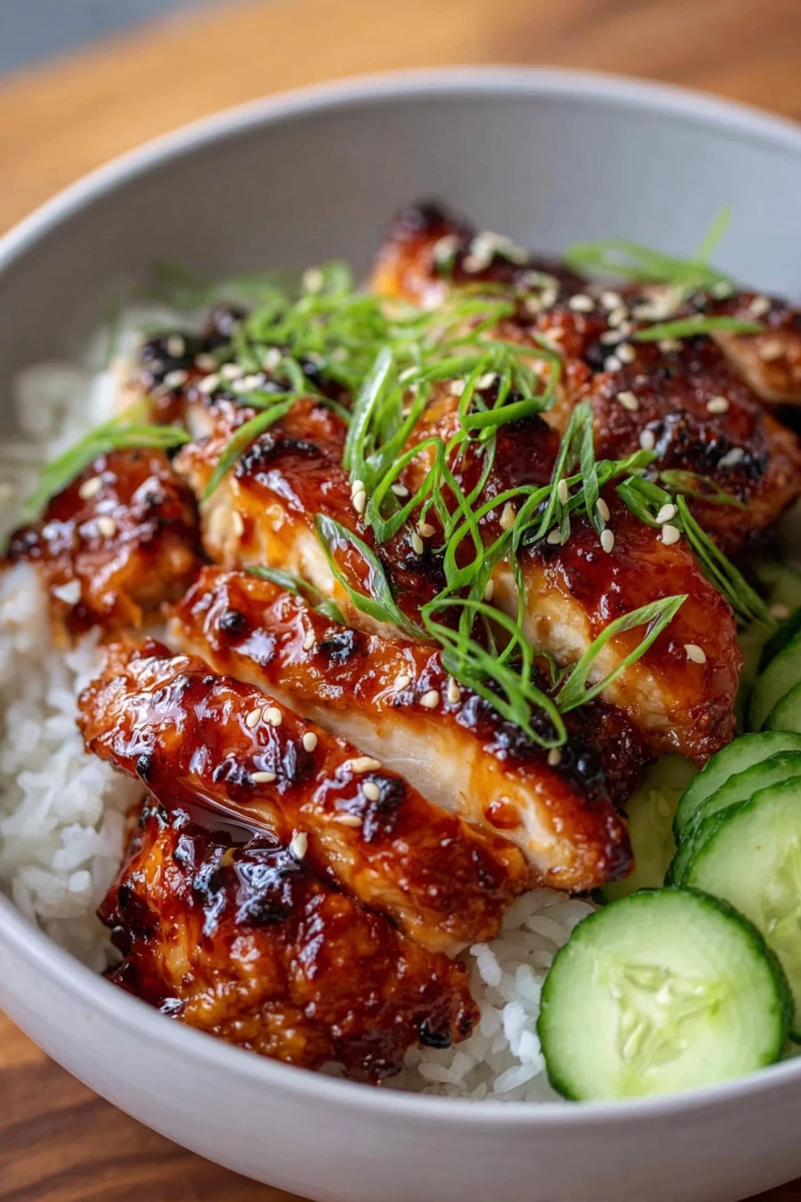 honey gochujang chicken, savory, sticky, spicy, Asian-inspired, flavorful, grilled, delicious