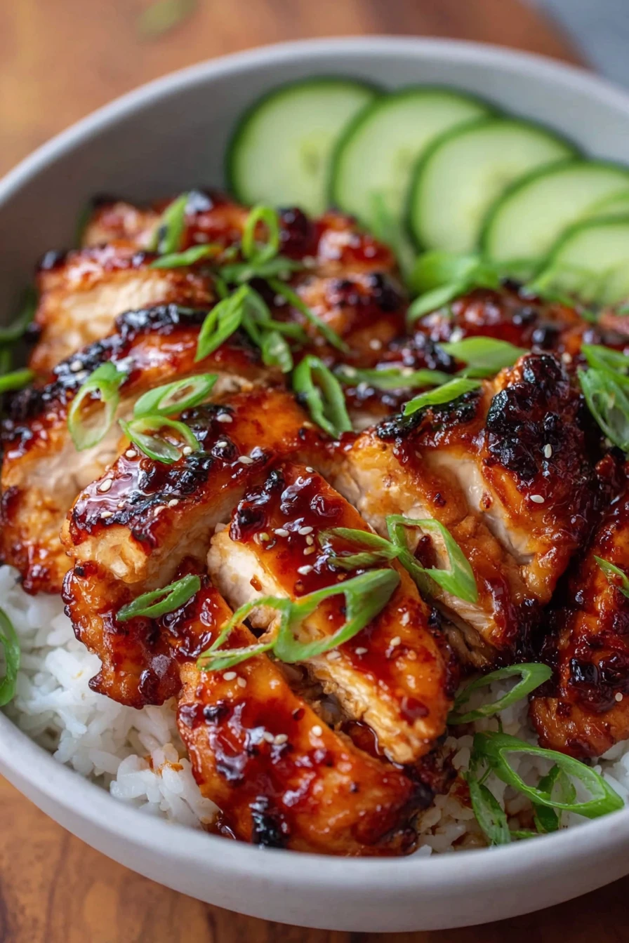honey gochujang chicken, savory, sticky, spicy, Asian-inspired, flavorful, grilled, delicious