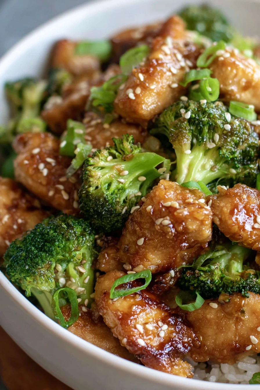 honey sesame chicken, broccoli, savory, flavorful, Asian-inspired, delicious accompaniment