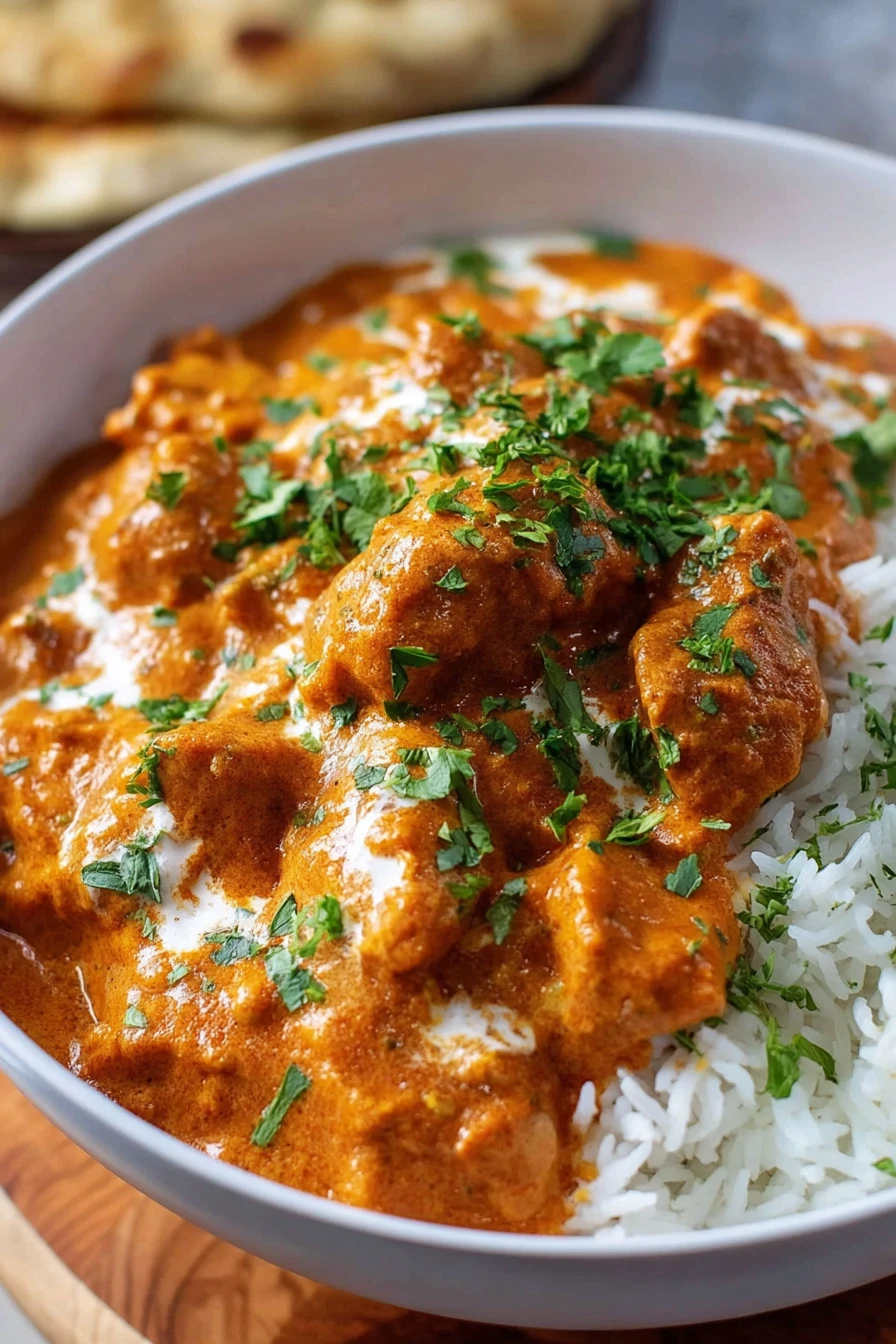 Indian butter chicken, creamy, aromatic, savory, spiced, flavorful, traditional dish