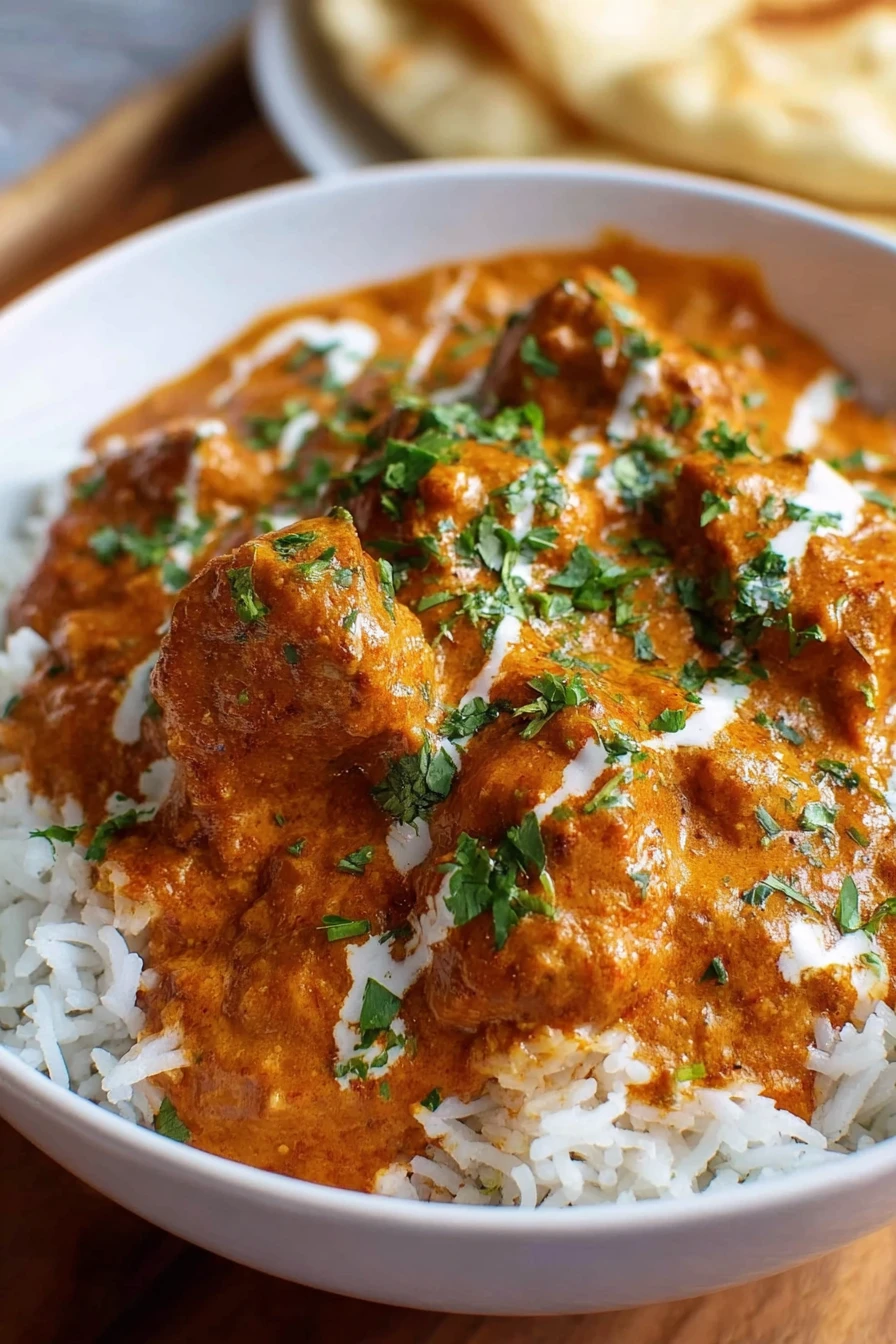 Indian butter chicken, creamy, aromatic, savory, spiced, flavorful, traditional dish