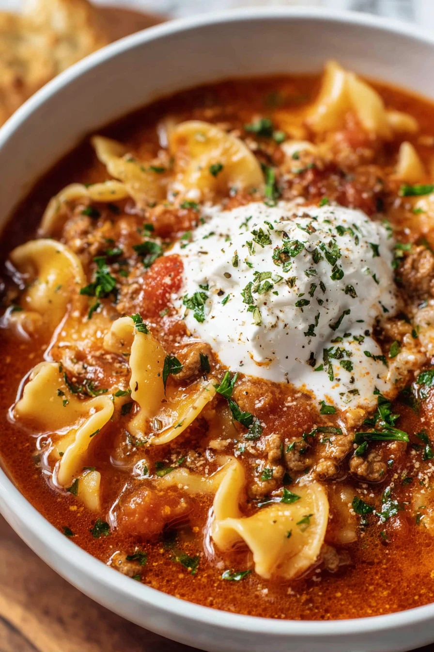 Instant Pot Lasagna Soup, hearty, savory, comforting, cheesy, Italian flavors, delicious