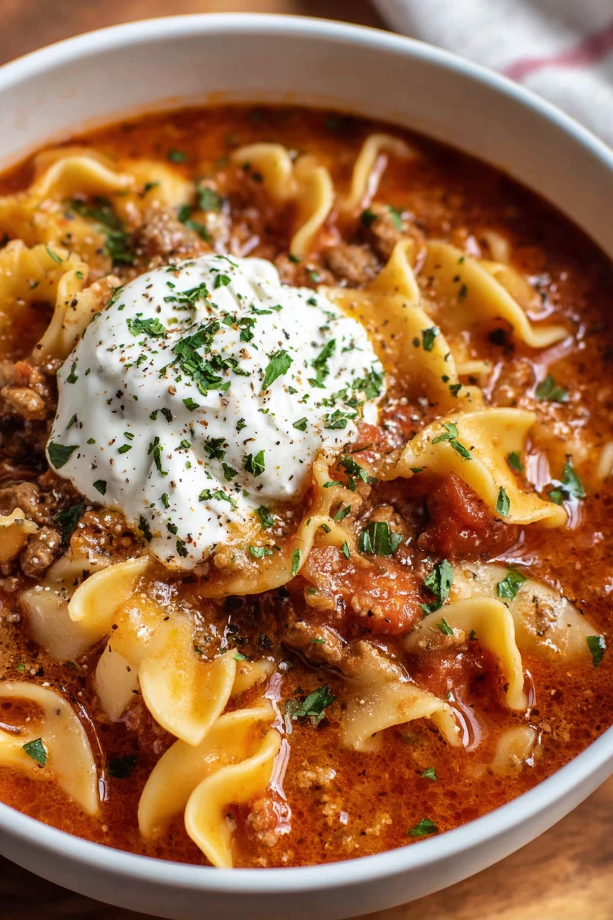 Instant Pot Lasagna Soup, hearty, savory, comforting, cheesy, Italian flavors, delicious