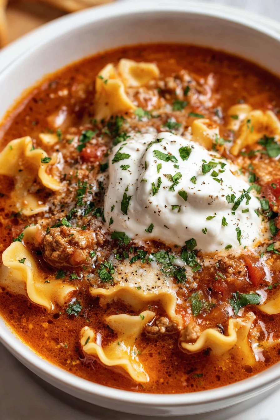 Instant Pot Lasagna Soup, hearty, savory, comforting, cheesy, Italian flavors, delicious