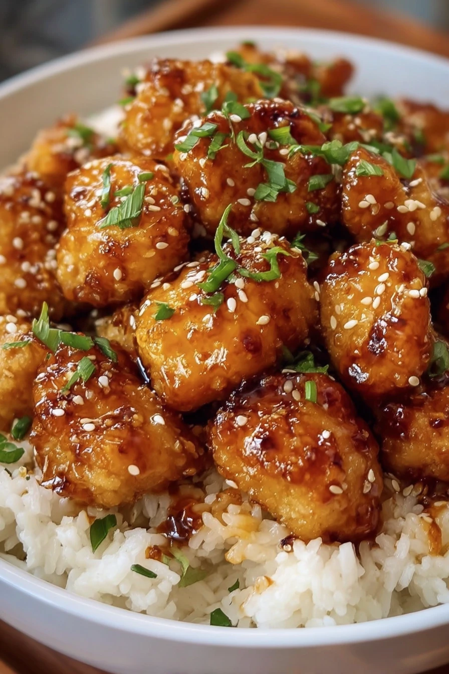irresistible, honey garlic chicken bites, creamy rice, savory, flavorful, mouthwatering, delicious