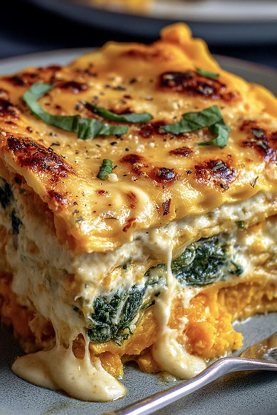 loaded veggie white lasagna, flavorful, cheesy, nutritious, colorful layers