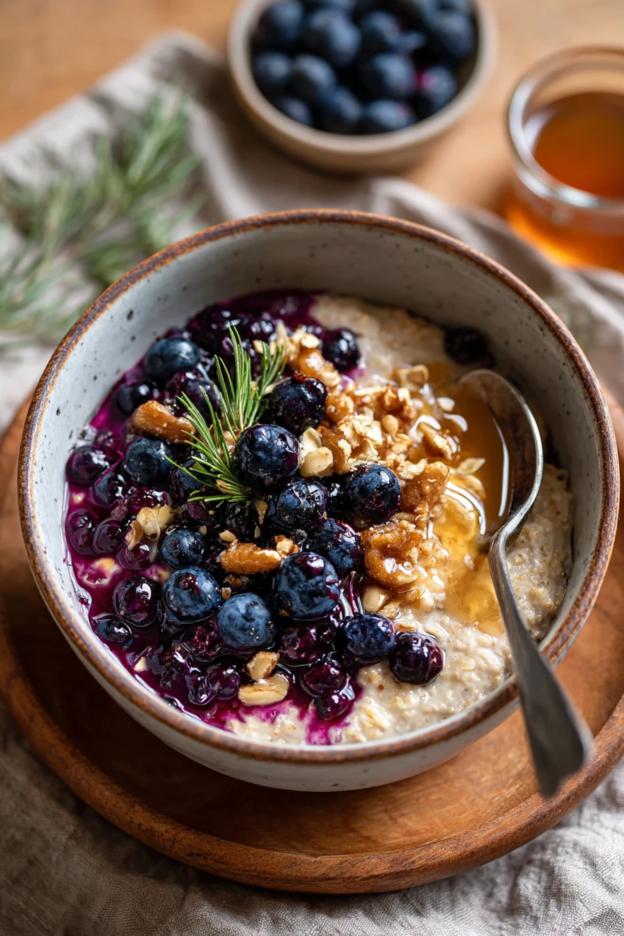 Maple Blueberry Oatmeal Porridge, nutritious, delicious, hearty breakfast, sweet and wholesome