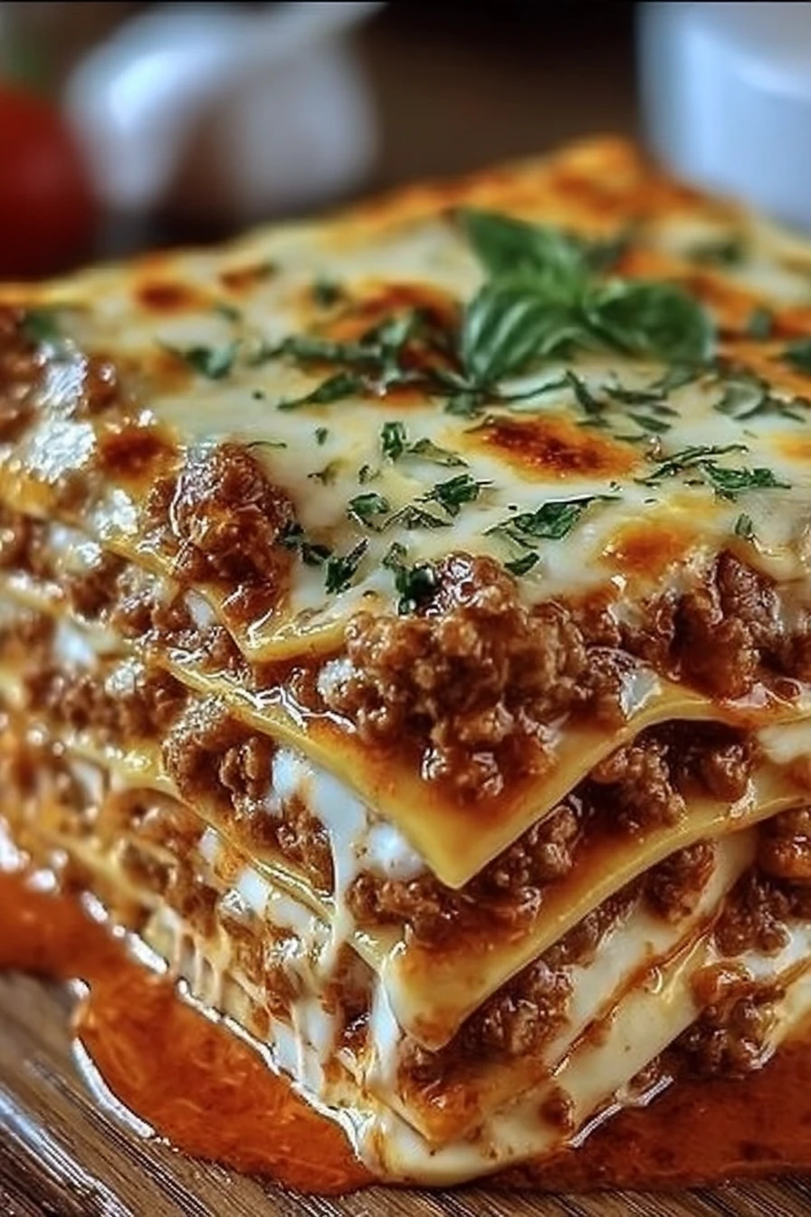 Million Dollar Lasagna, cheesy, savory, layers, decadent, mouthwatering, rich flavor