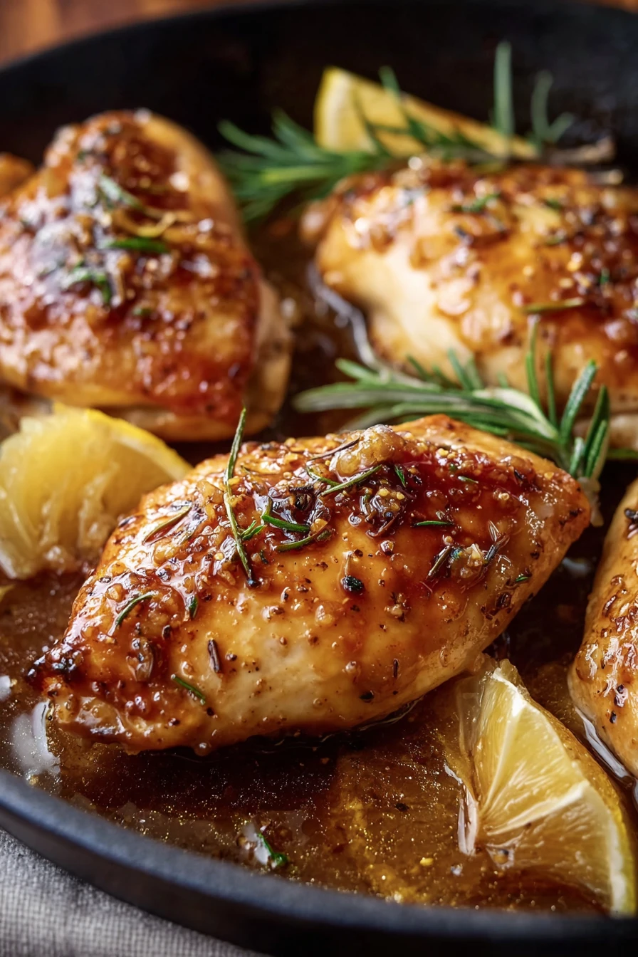 One-Pan Baked Honey Dijon Chicken, savory, juicy, flavorful, caramelized onions, tender potatoes