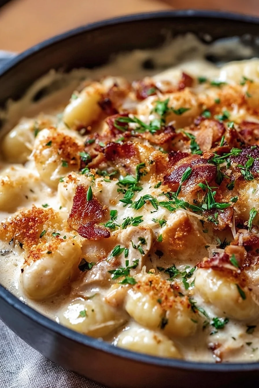 creamy crack chicken gnocchi, one-pot recipe, savory, comforting, cheesy, indulgent, delicious