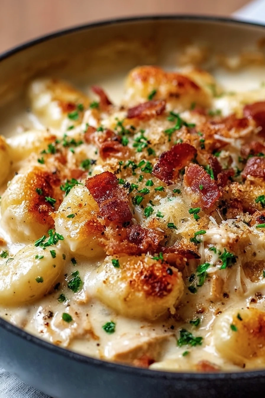 creamy crack chicken gnocchi, one-pot recipe, savory, comforting, cheesy, indulgent, delicious