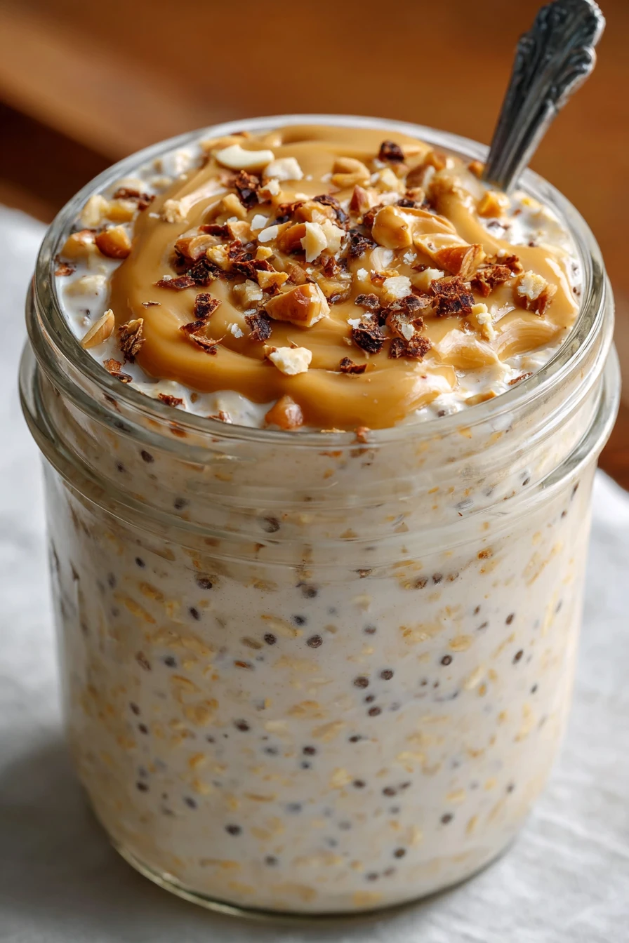 peanut butter overnight oats, creamy, nutritious, delicious, breakfast, healthy, satisfying