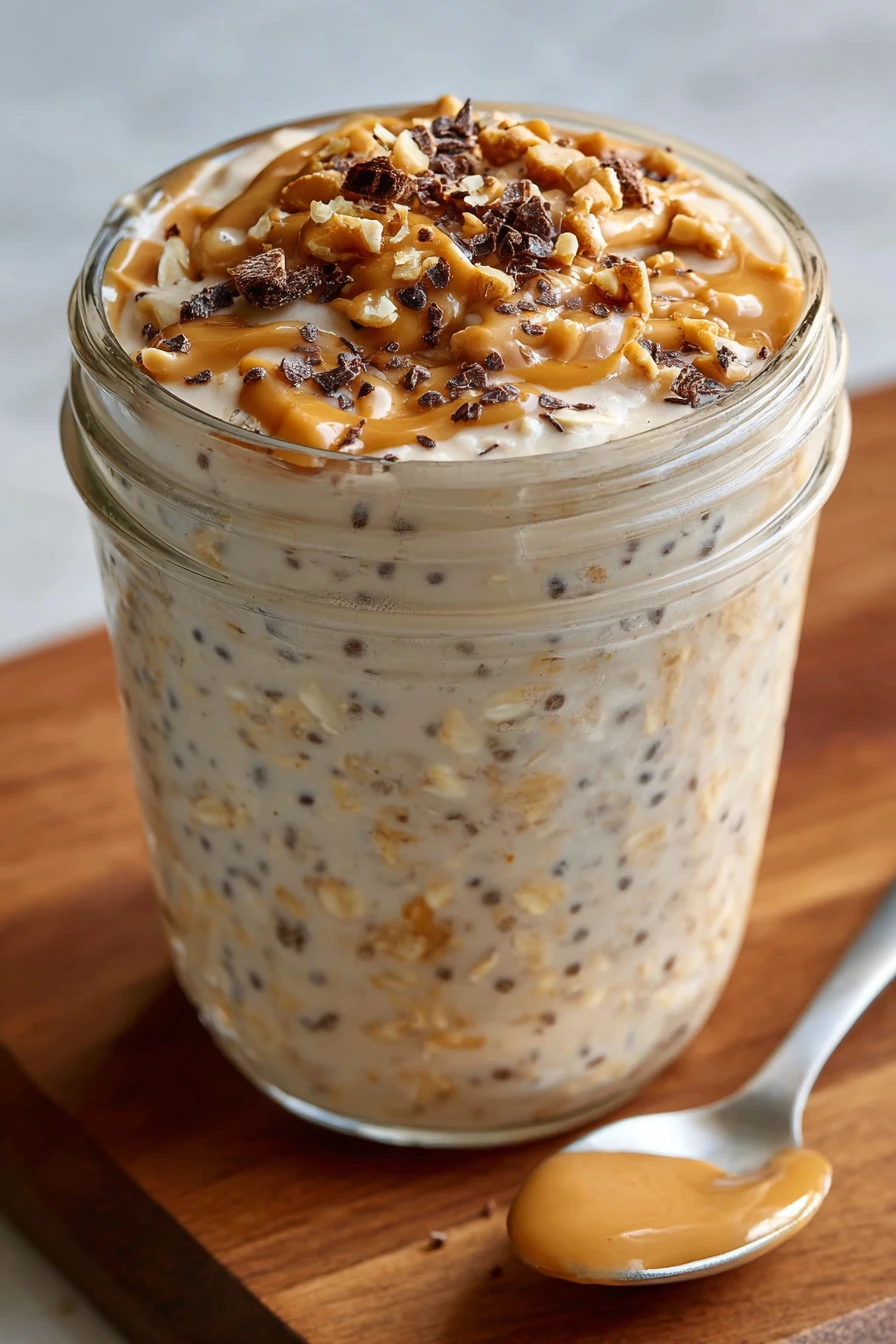 peanut butter overnight oats, creamy, nutritious, delicious, breakfast, healthy, satisfying