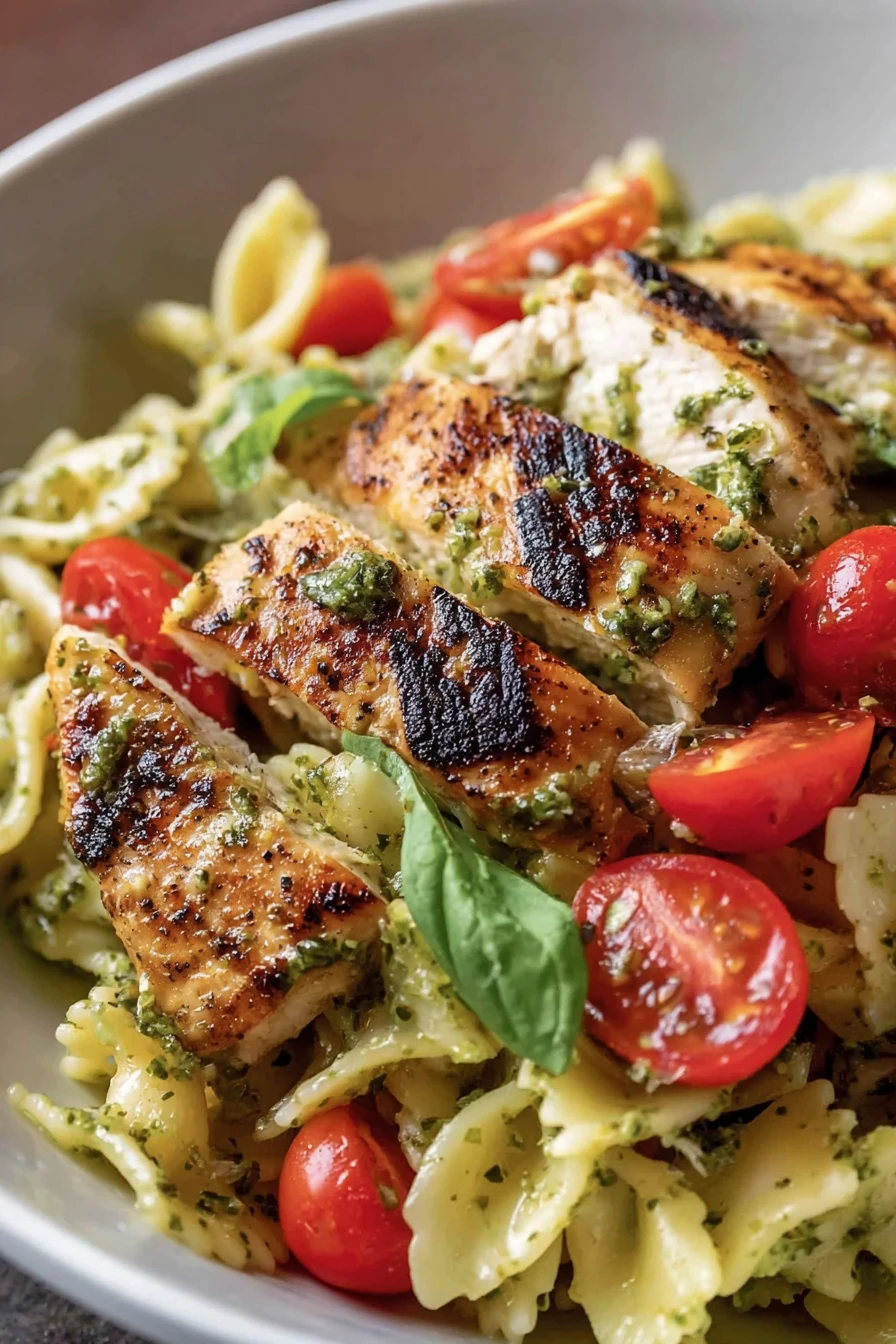 Pesto Pasta, Grilled Chicken, Flavorful, Savory, Delicious, Italian cuisine
