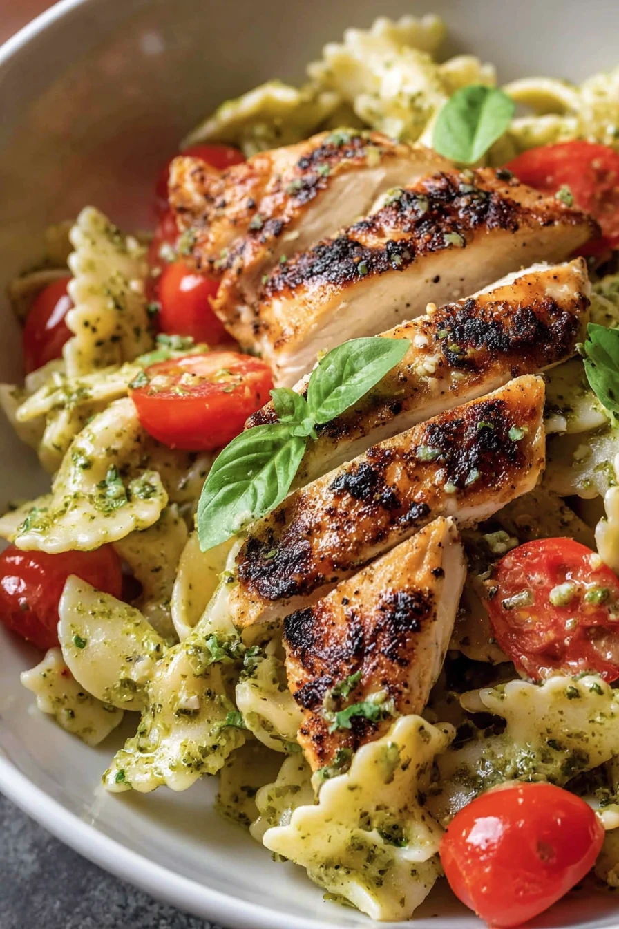 Pesto Pasta, Grilled Chicken, Flavorful, Savory, Delicious, Italian cuisine