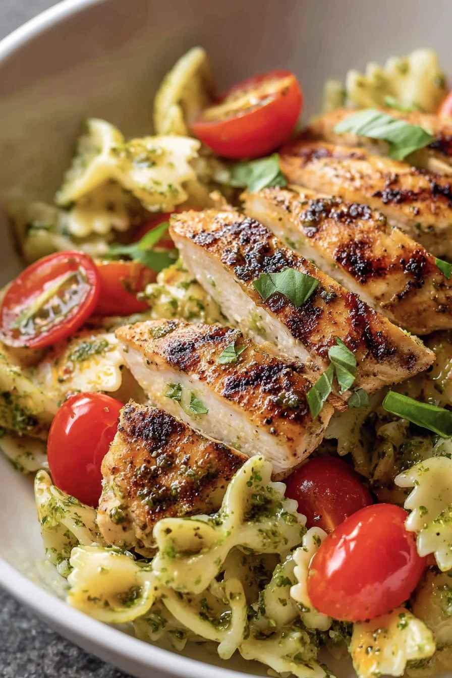 Pesto Pasta, Grilled Chicken, Flavorful, Savory, Delicious, Italian cuisine