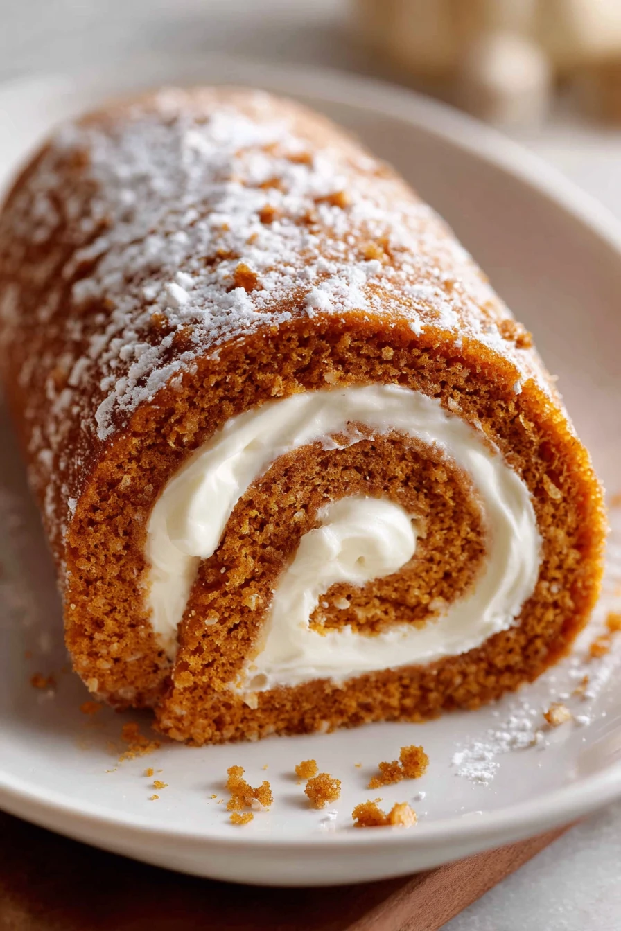 pumpkin roll, silky cream cheese frosting, decadent, autumn flavors, moist and flavorful