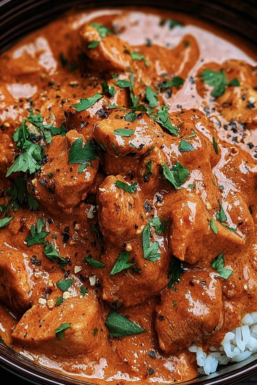 quick chicken tikka masala, spicy flavors, tender chicken, aromatic spices, creamy sauce