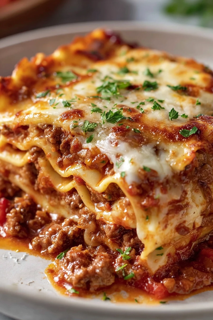 quick classic lasagna recipe, savory layers, cheesy goodness, homemade pasta, mouthwatering, traditional Italian flavors