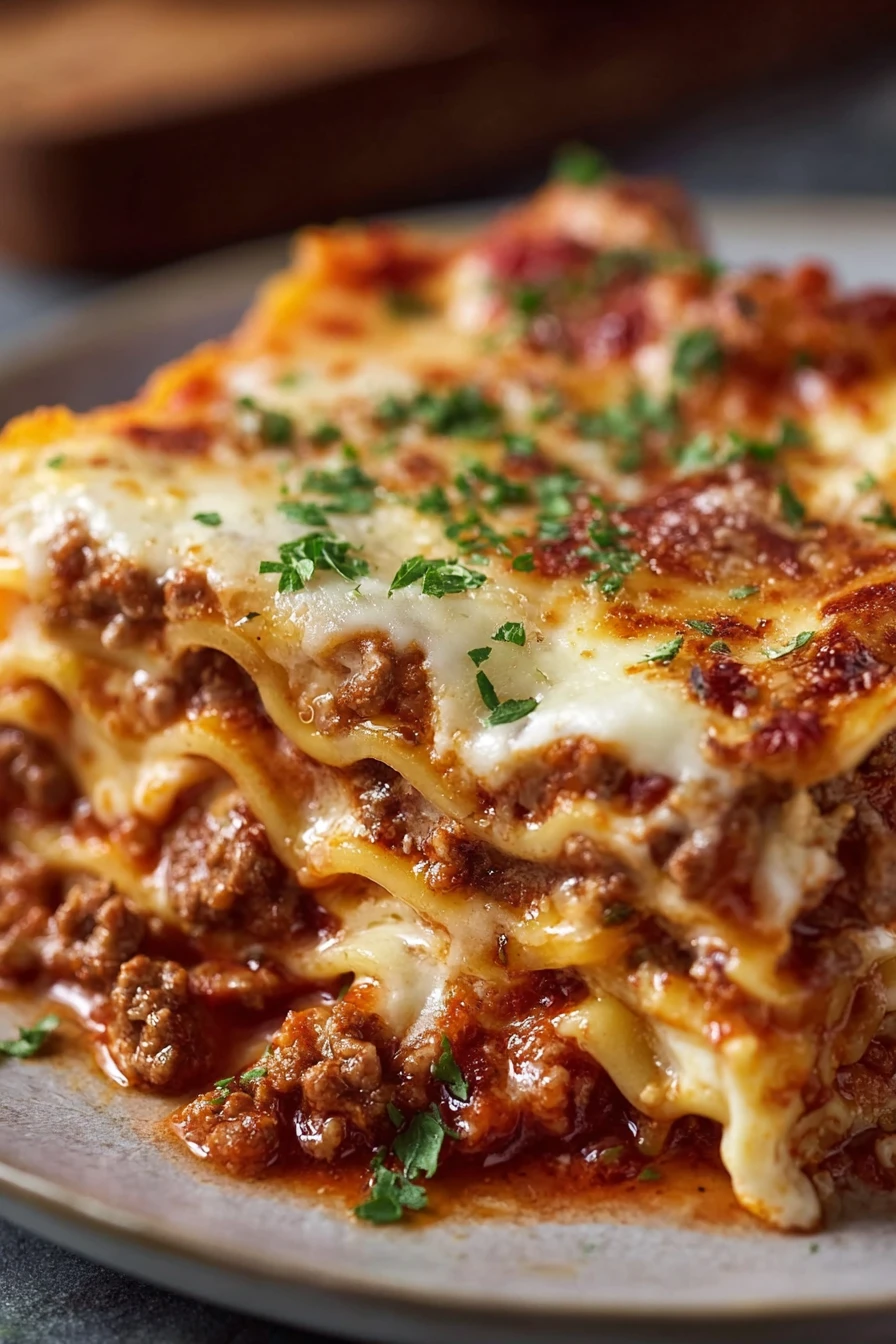 quick classic lasagna recipe, savory layers, cheesy goodness, homemade pasta, mouthwatering, traditional Italian flavors