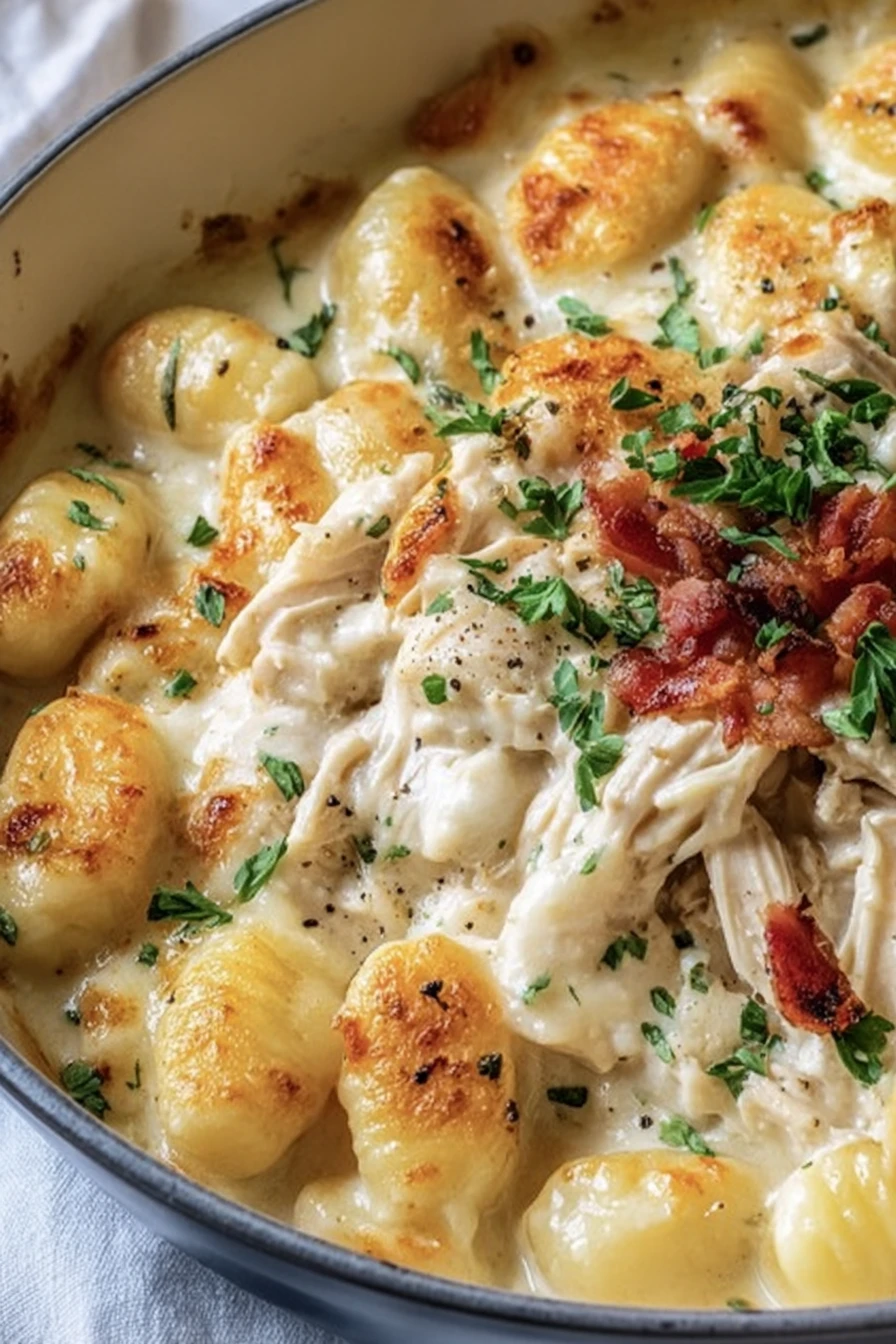 quick creamy crack chicken gnocchi, savory, indulgent, flavorful, creamy sauce, delicious comfort food