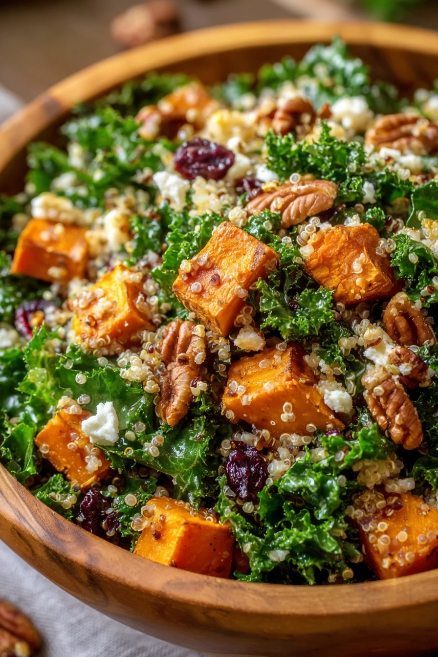 Roasted Sweet Potato Kale and Quinoa Salad recipe step-by-step guide