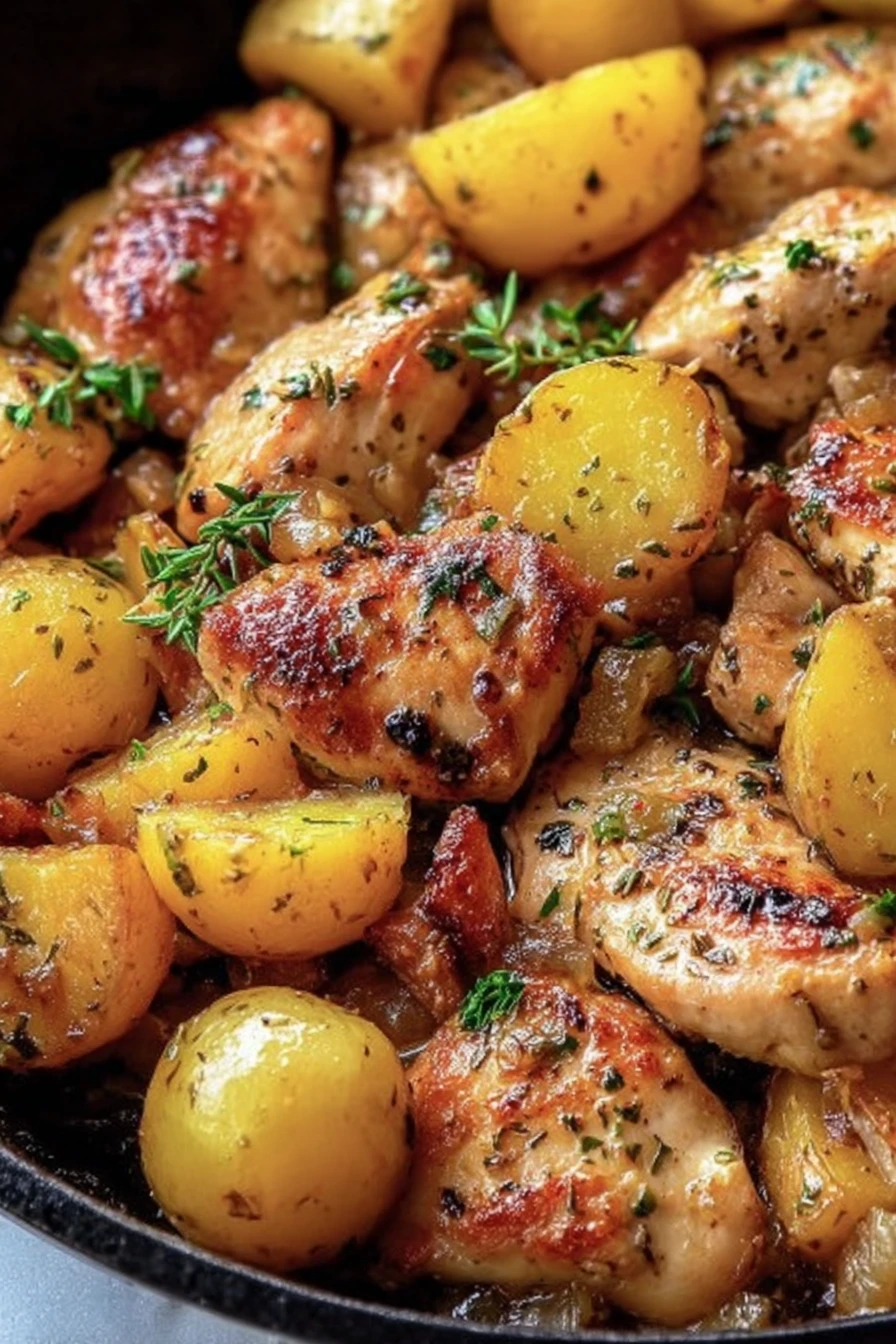 savory garlic butter chicken, roasted potatoes, flavorful, aromatic, mouthwatering, delicious, hearty meal