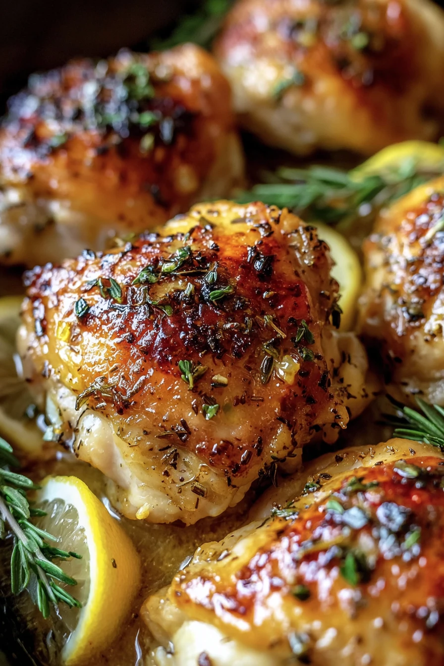 savory, lemon herb, roasted chicken thighs, flavorful, juicy, aromatic, delicious