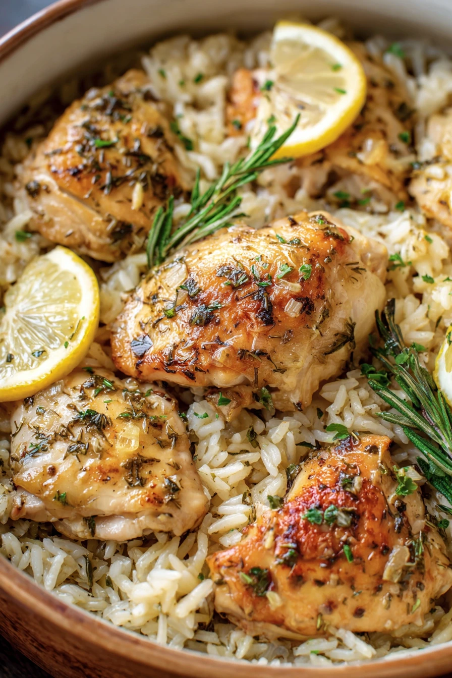 Slow Cooker Lemon Herb Chicken and Rice