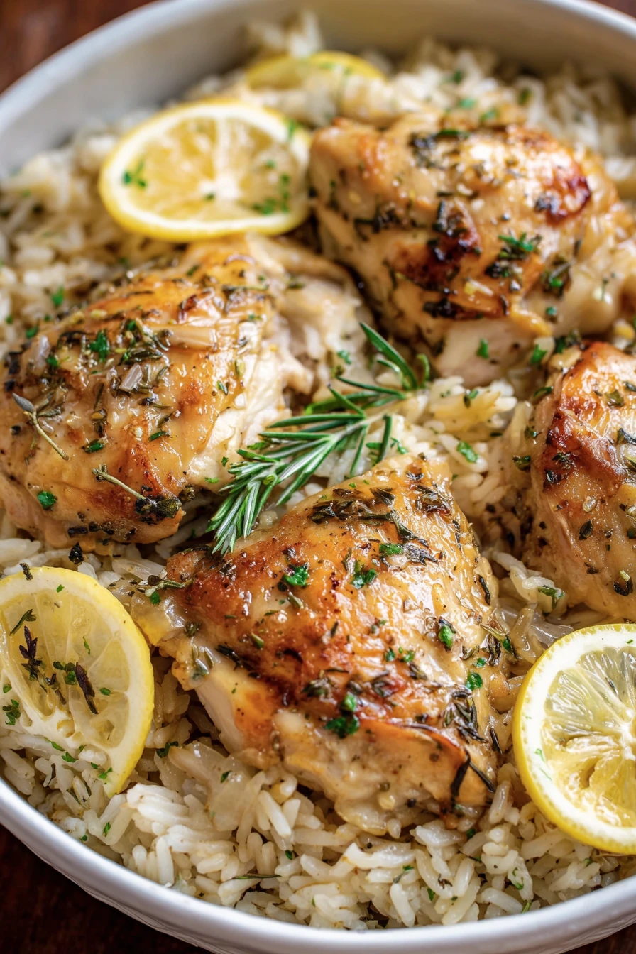 slow cooker, lemon herb chicken, rice, flavorful, aromatic, savory, delicious, tender, juicy