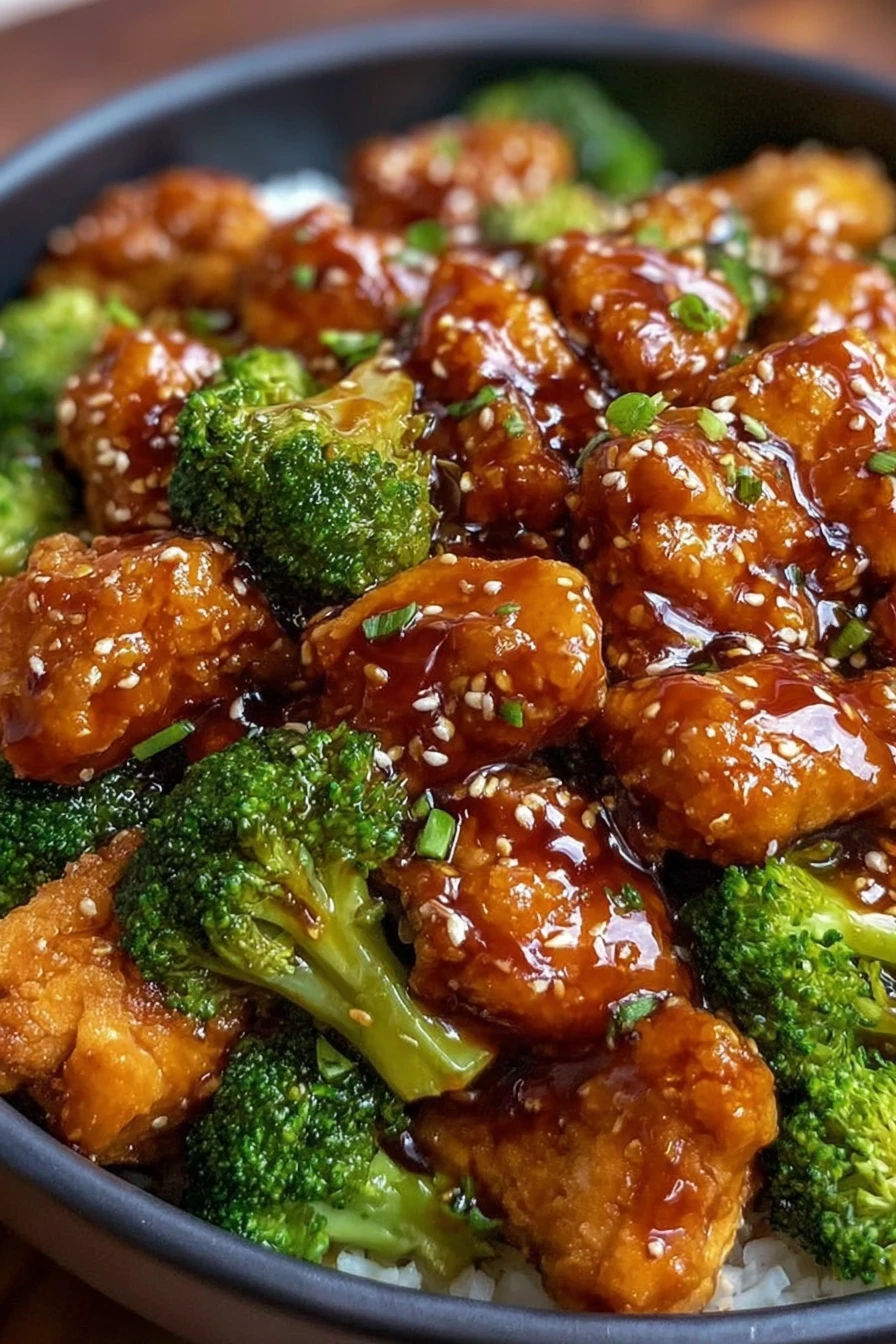 sticky chicken, broccoli, flavorful, savory, aromatic, Asian-inspired, takeout-style