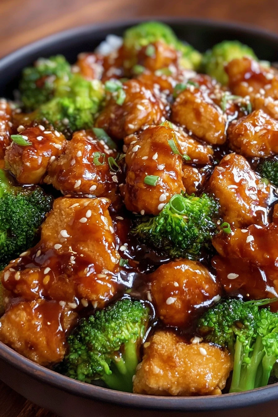 sticky chicken, broccoli, flavorful, savory, aromatic, Asian-inspired, takeout-style