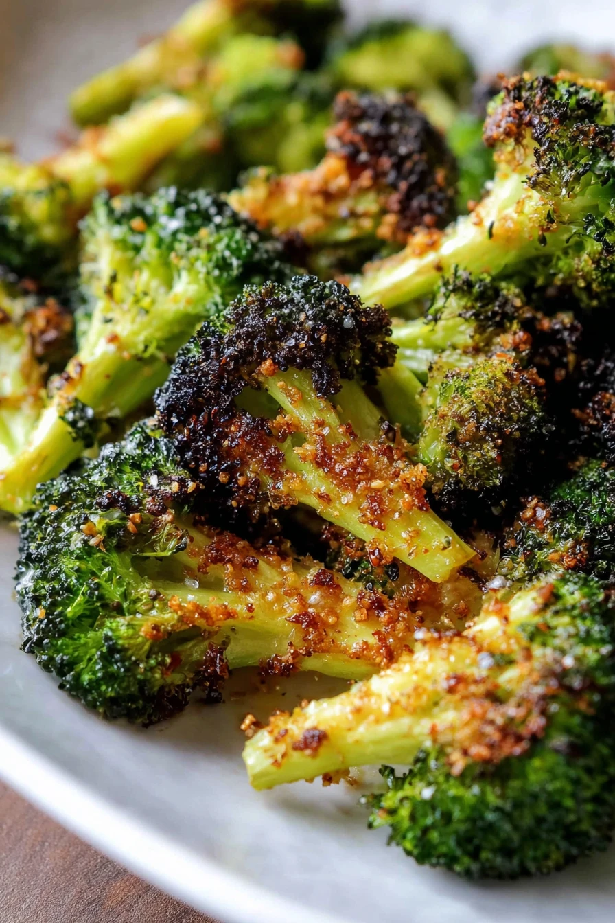 crispy, roasted broccoli, savory, golden brown, flavorful, delicious, healthy option