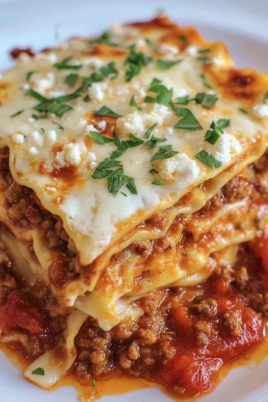 homemade lasagna, delicious comfort food, savory layers, cheesy goodness, mouthwatering, flavorful, satisfying