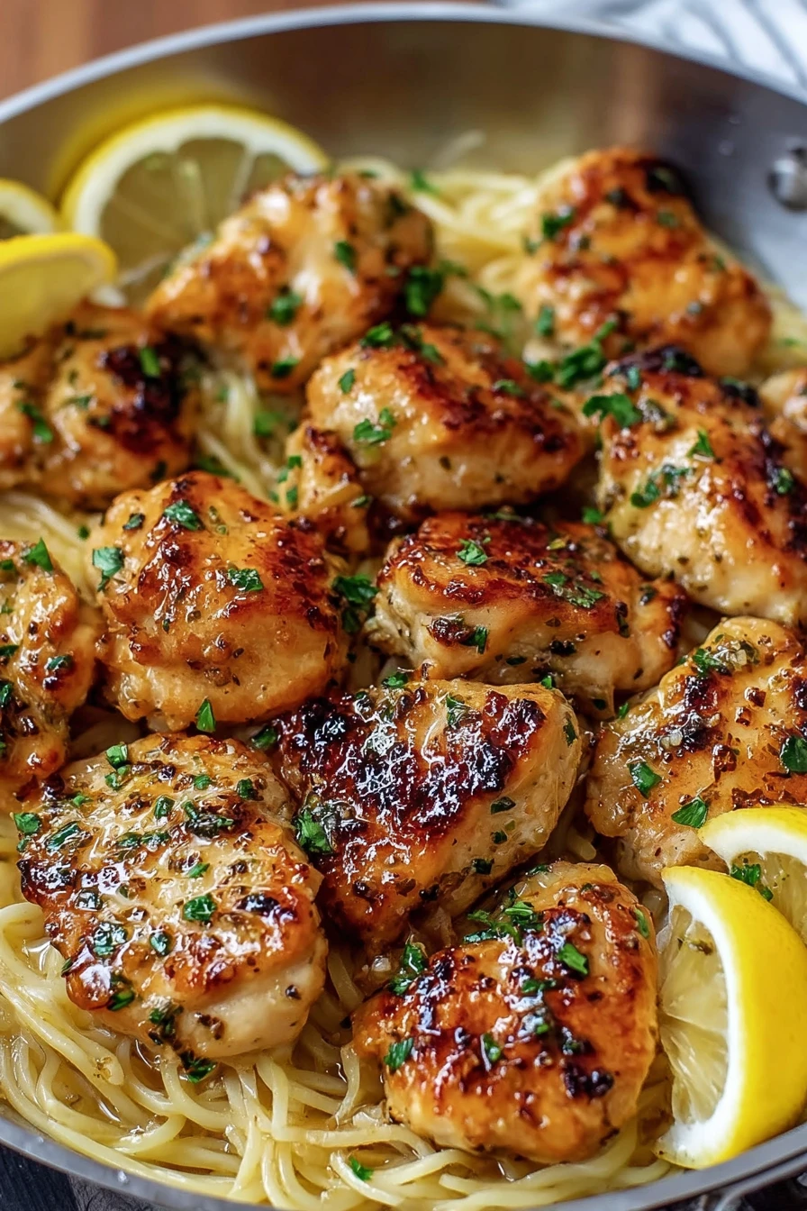 lemon garlic butter chicken, succulent, flavorful, juicy, savory, aromatic herbs